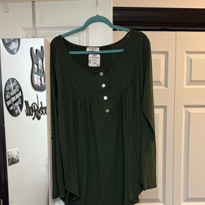 Zenana  Forest Green Long Sleeve Blouse
